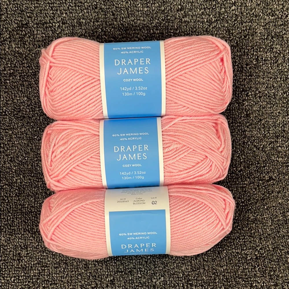 Lot of 3 Draper James almond blossom cozy Wool Yarn